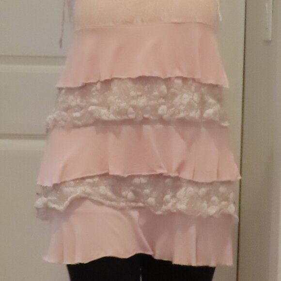 DesignHistory petal pink ruffled sleep tank, size S - Picture 3 of 10